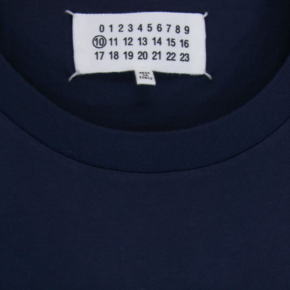 MAISON MARGIELA メゾンマルジェラ 16AW S30GC0582 10ライン テープ プリント 半袖 Tシャツ 四つタグ ネイビー系 46【中古】