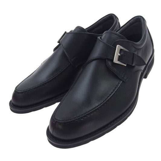 REGAL リーガル CJ20-J 34NR GORE-TEX ゴアテックス GTX モンクストラップ プレーントゥ レザー シューズ ブラック系 25.5【中古】