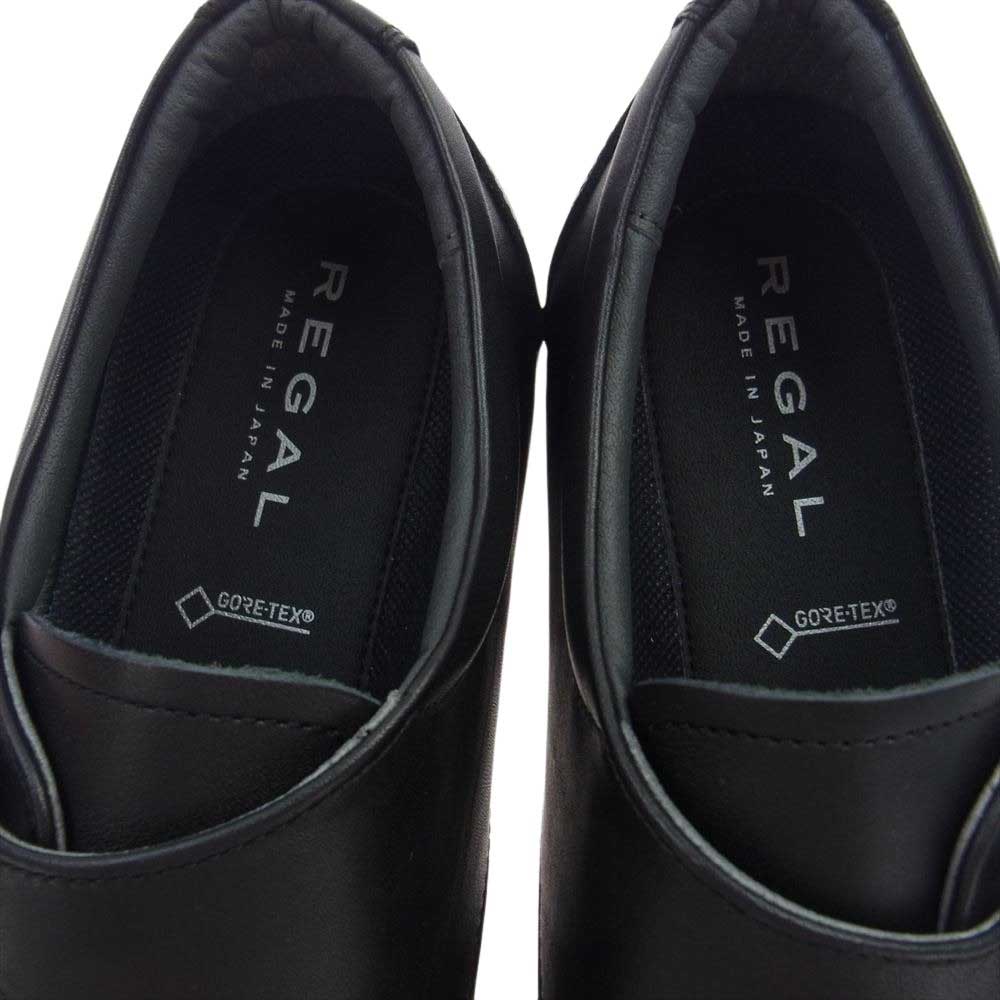 REGAL リーガル CJ20-J 34NR GORE-TEX ゴアテックス GTX モンクストラップ プレーントゥ レザー シューズ ブラック系 25.5【中古】