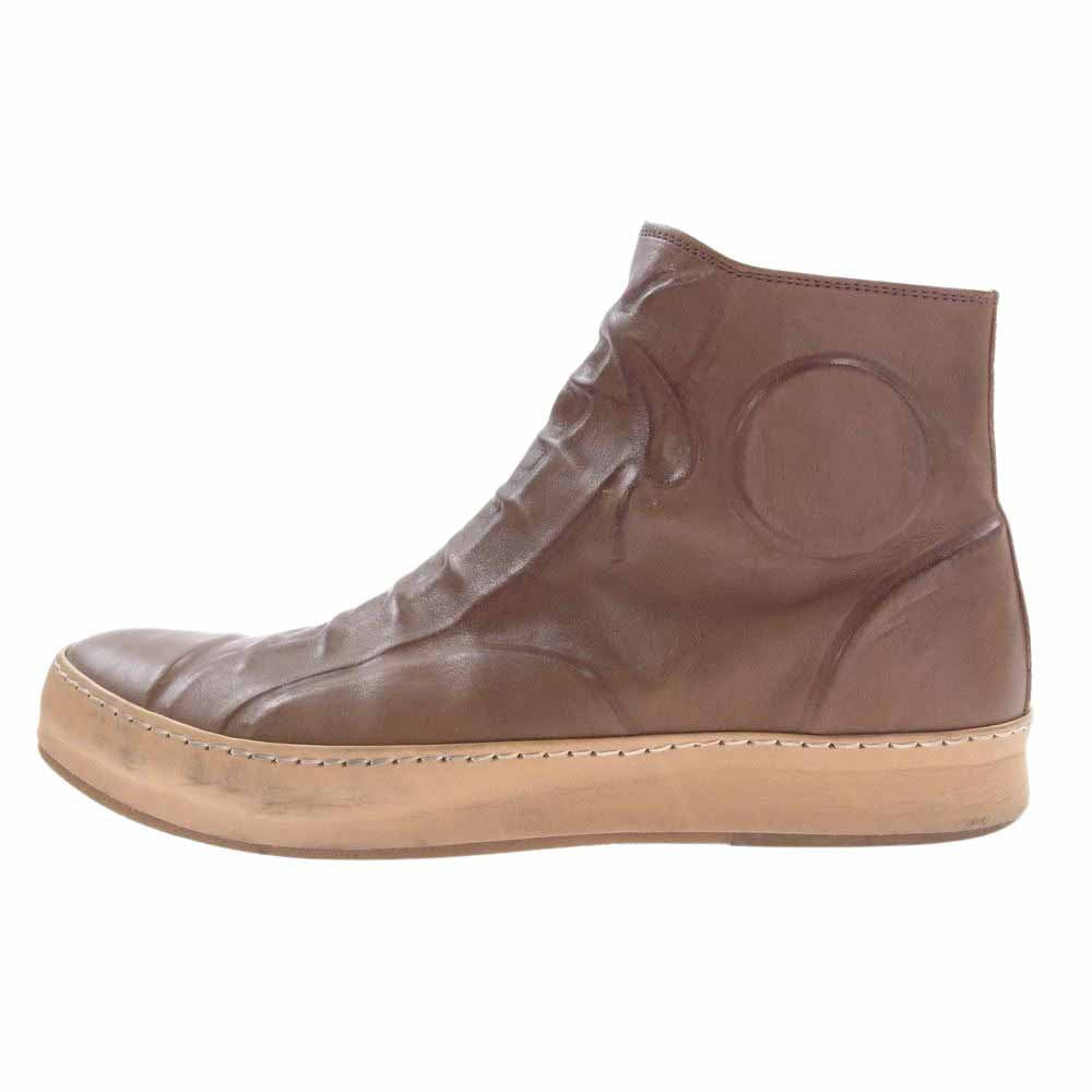 MIHARA YASUHIRO ミハラヤスヒロ 53210500 炙り出し レザー サイドジップ ハイカット スニーカー ブラウン系 26【中古】