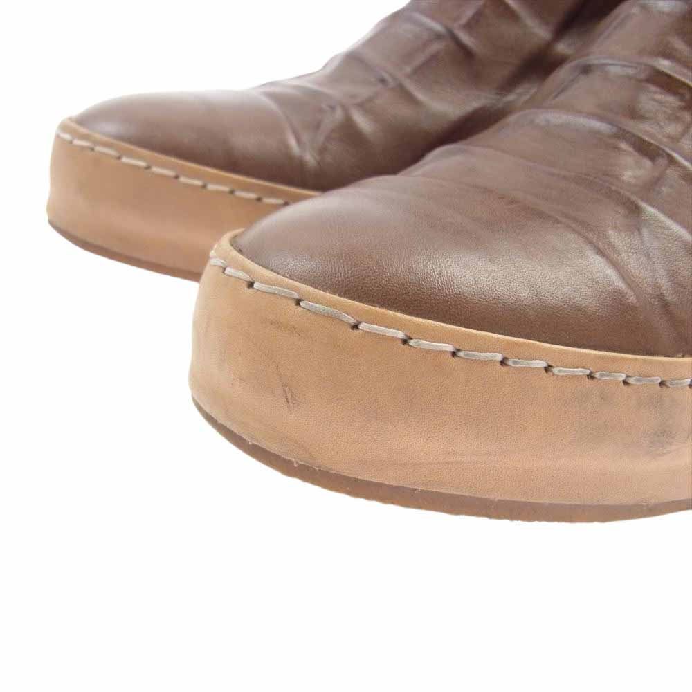 MIHARA YASUHIRO ミハラヤスヒロ 53210500 炙り出し レザー サイドジップ ハイカット スニーカー ブラウン系 26【中古】