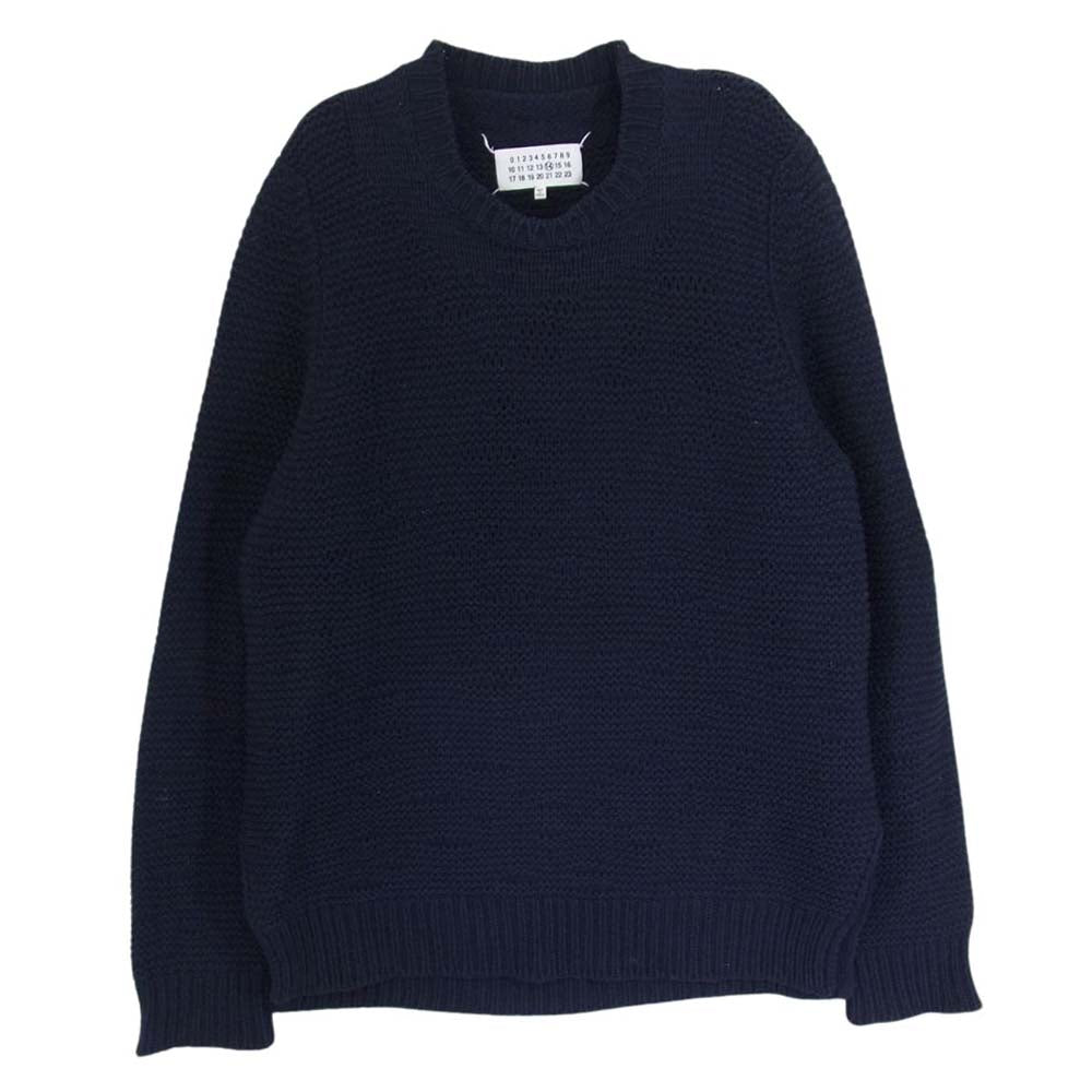 MAISON MARGIELA メゾンマルジェラ 15SS S30GP0163 四つタグ 14ライン クルーネック シルク ニット セーター ネイビー系 M【中古】