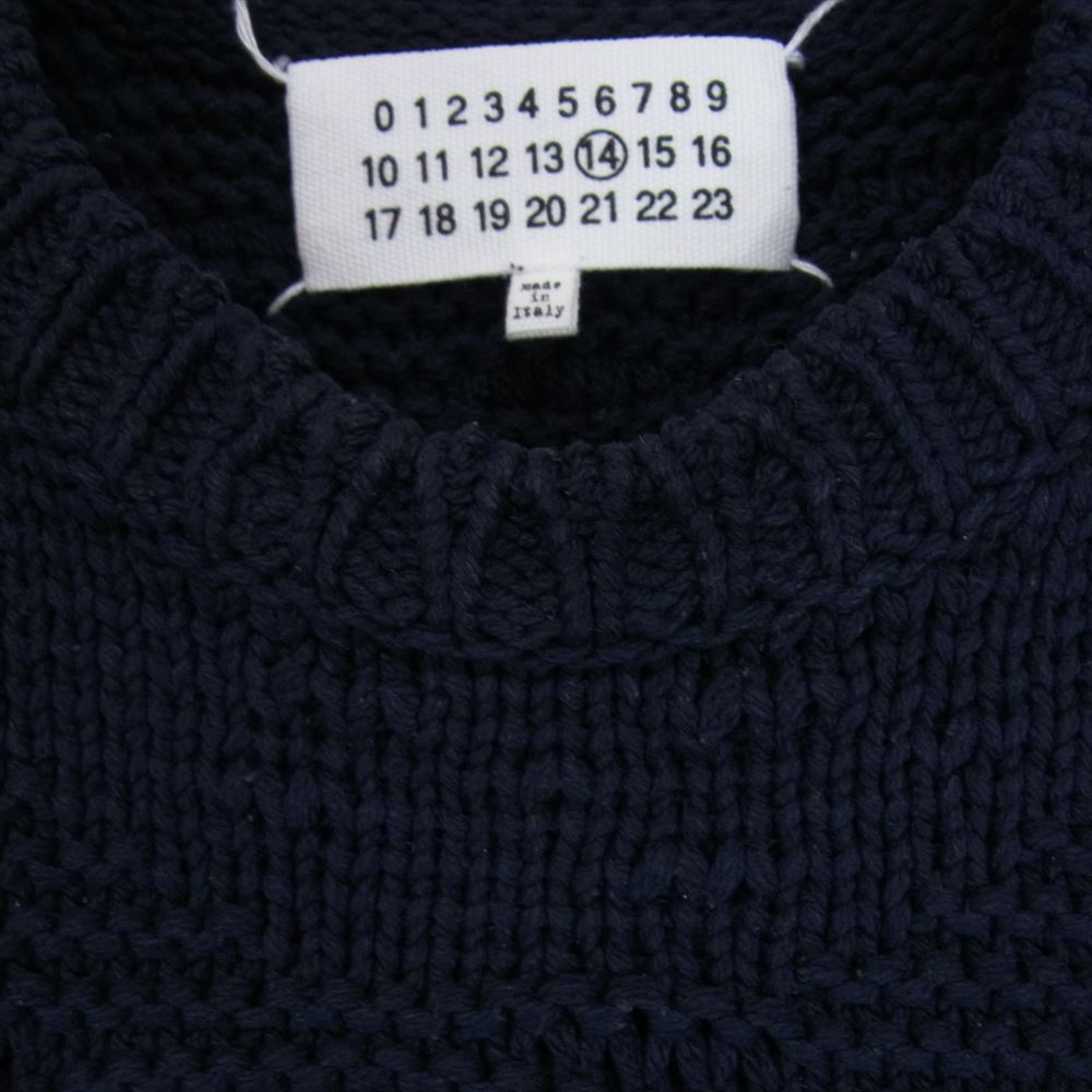 MAISON MARGIELA メゾンマルジェラ 15SS S30GP0163 四つタグ 14ライン クルーネック シルク ニット セーター ネイビー系 M【中古】