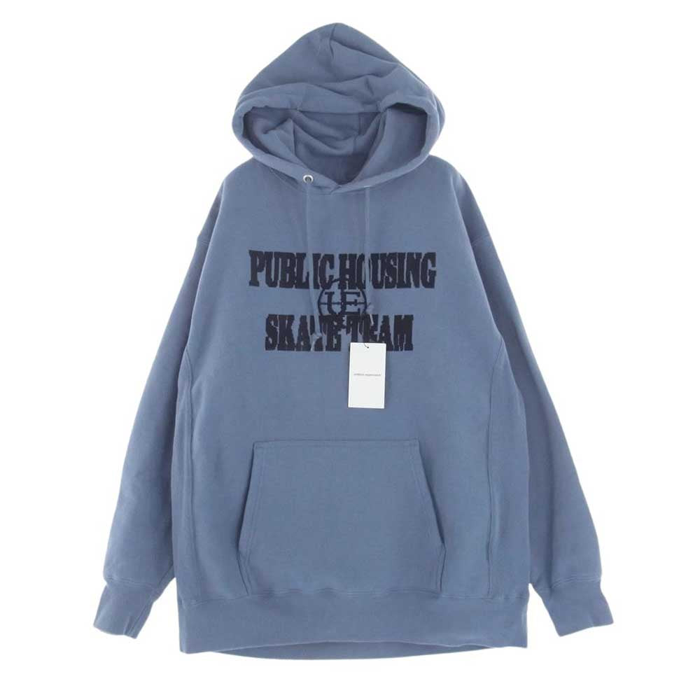 uniform experiment ユニフォームエクスペリメント UE-232069 PUBLIC HOUSING SKATE TEAM SWEAT HOODIE パブリックハウジング スケートチーム プルオーバーフーディー ライトブルー系 4【中古】