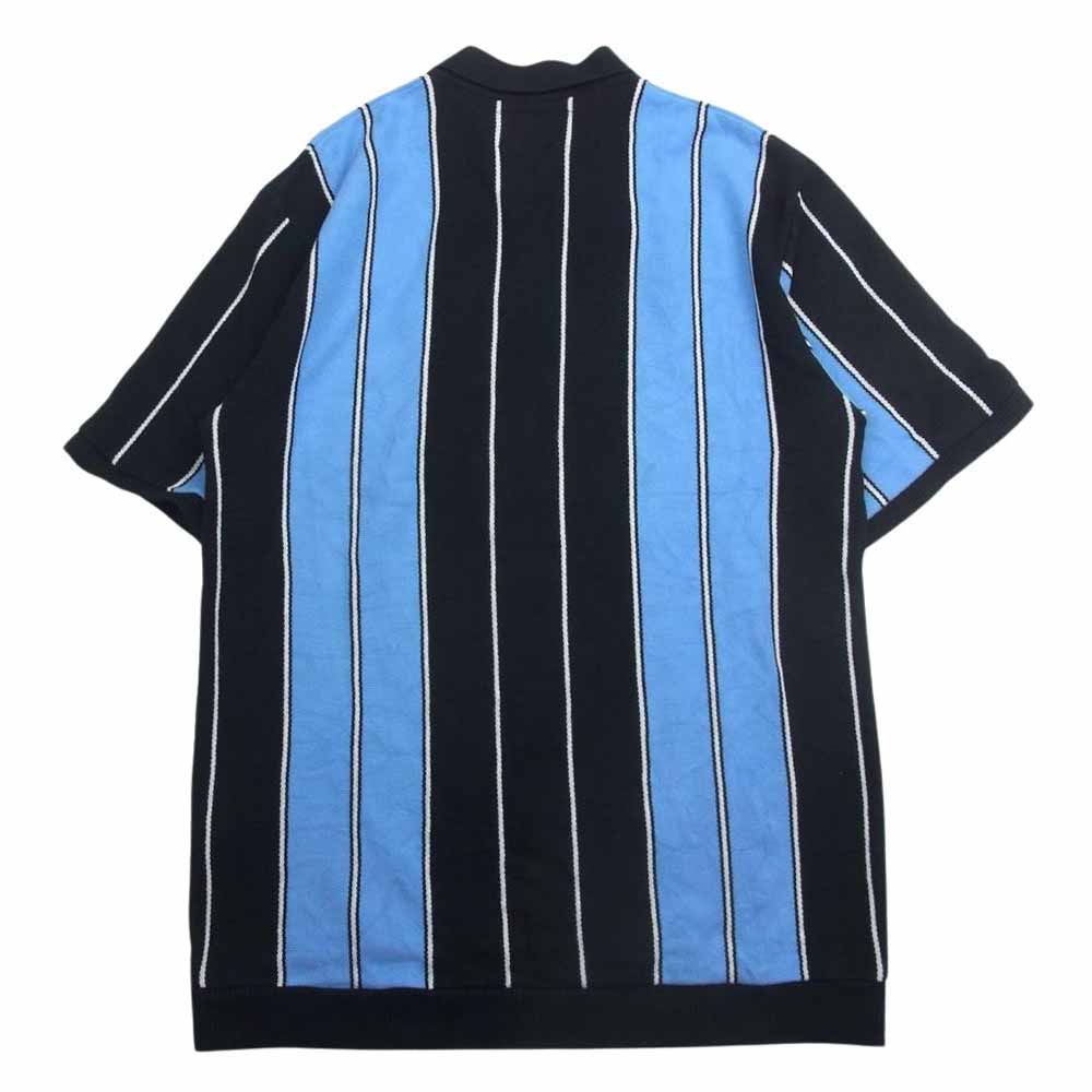 WACKO MARIA ワコマリア 23SS 23SS-WMK-KN11 STRIPED KNIT POLO SHIRT ストライプ ニット 半袖 ポロシャツ  ブラック系 L【中古】