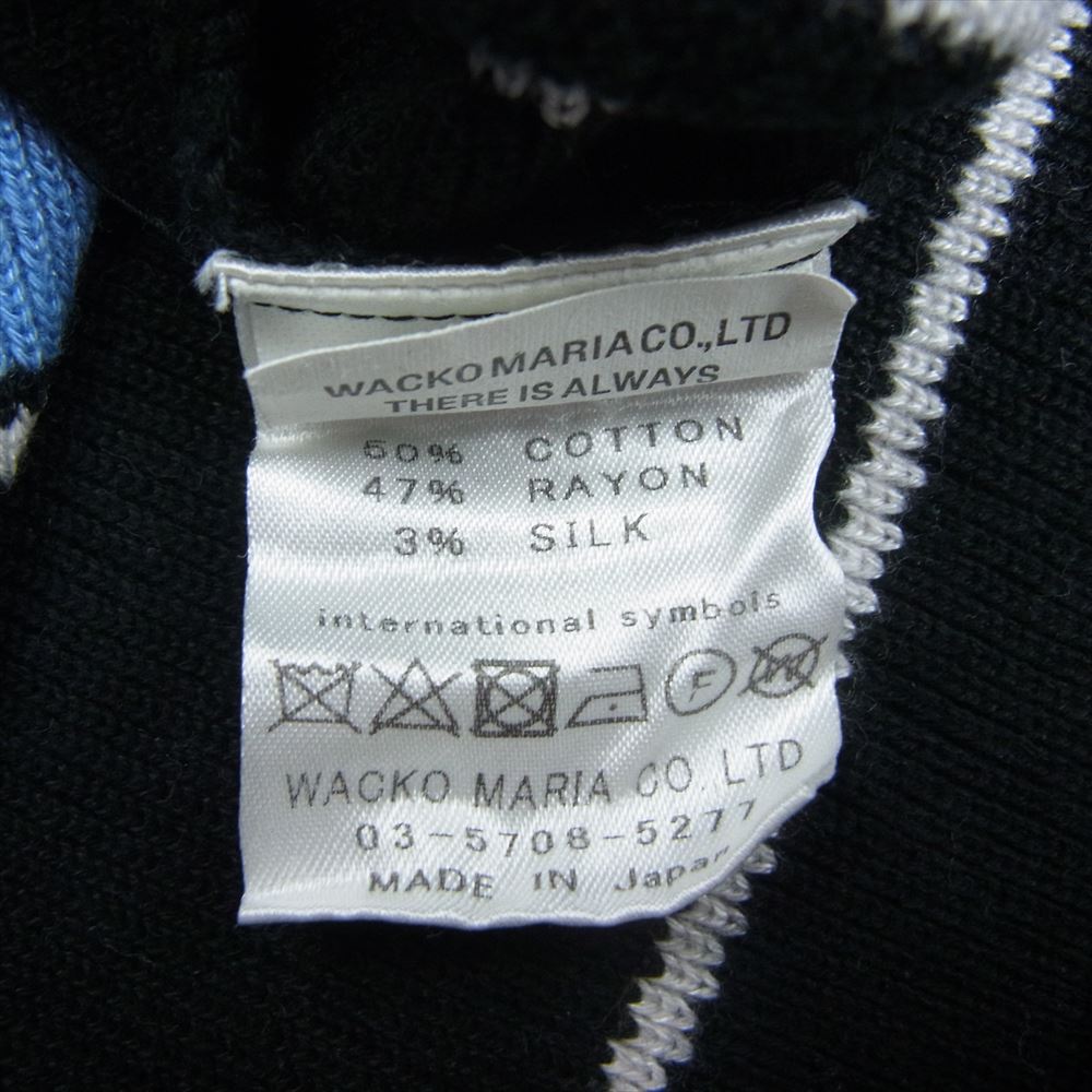 WACKO MARIA ワコマリア 23SS 23SS-WMK-KN11 STRIPED KNIT POLO SHIRT ストライプ ニット 半袖 ポロシャツ  ブラック系 L【中古】