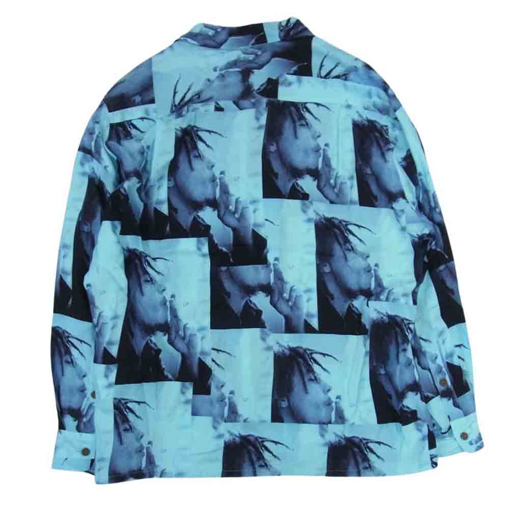 WACKO MARIA ワコマリア 22AW BOBMARLEY-WM-HI05 × BOB MARLEY HAWAIIAN SHIRT ボブマーリー ハワイアン 長袖 シャツ ブルー系 M【美品】【中古】
