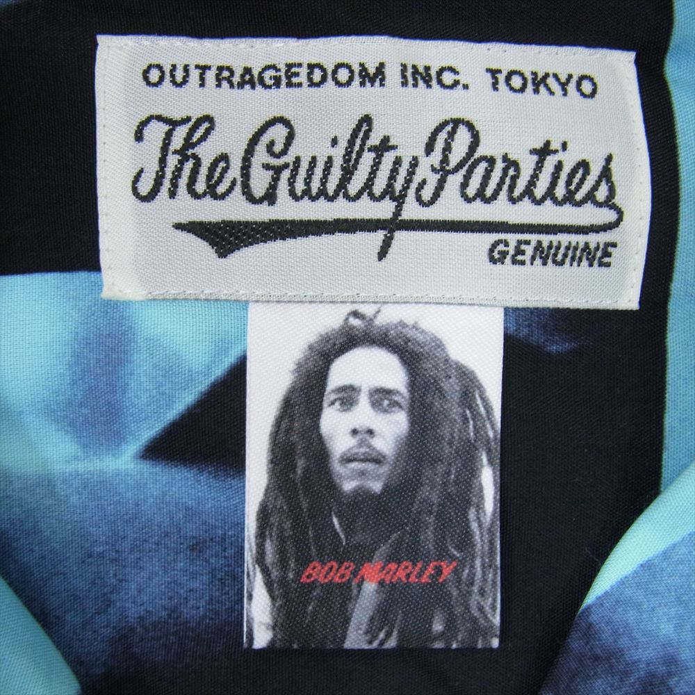 WACKO MARIA ワコマリア 22AW BOBMARLEY-WM-HI05 × BOB MARLEY HAWAIIAN SHIRT ボブマーリー ハワイアン 長袖 シャツ ブルー系 M【美品】【中古】