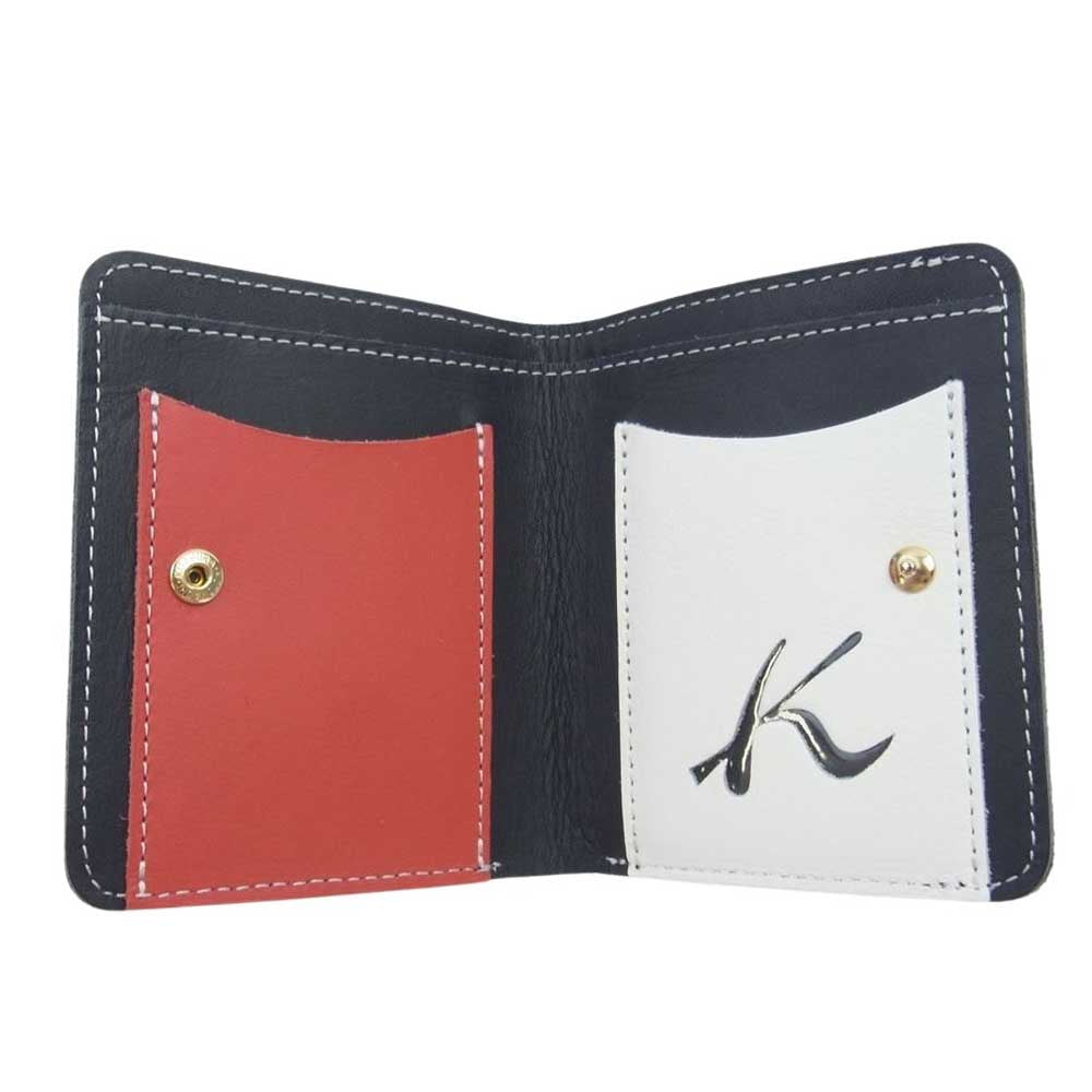 Kitamura キタムラ 二つ折り財布 レザー ウォレット ネイビー系【中古