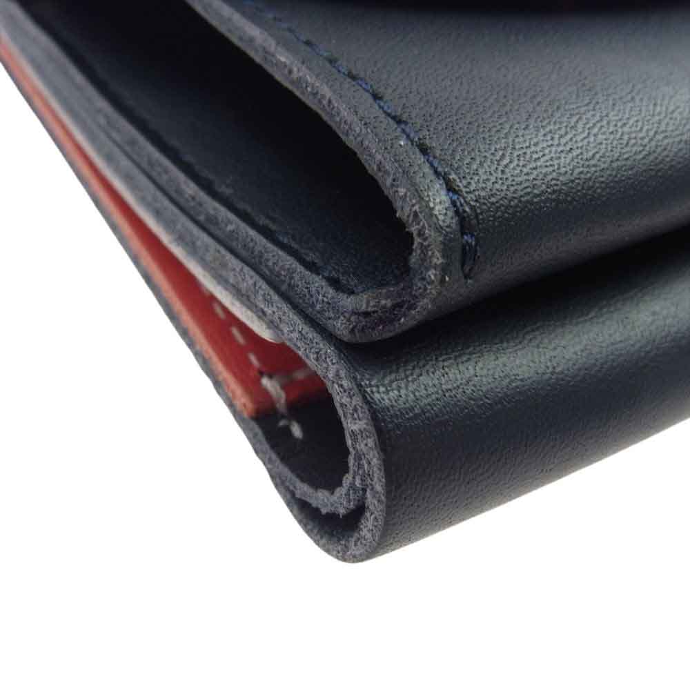 Kitamura キタムラ 二つ折り財布 レザー ウォレット ネイビー系【中古