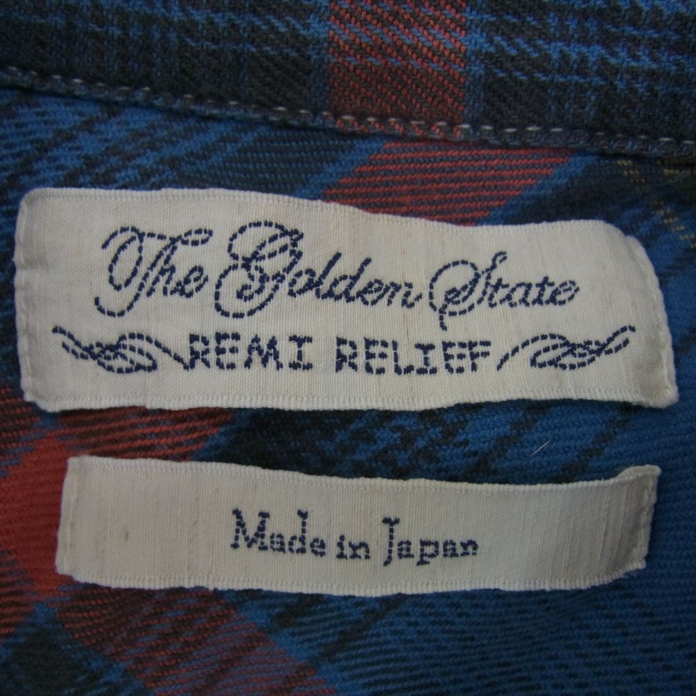 REMI RELIEF レミレリーフ チェック ネルシャツ 長袖 シャツ ブルー系 L【中古】