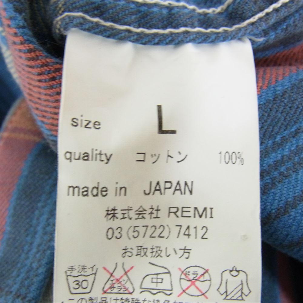 REMI RELIEF レミレリーフ チェック ネルシャツ 長袖 シャツ ブルー系 L【中古】