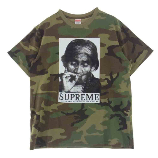 Supreme シュプリーム 19AW Aguila Tee Woodland 迷彩 カモ 半袖 ロゴ プリント Tシャツ M【中古】