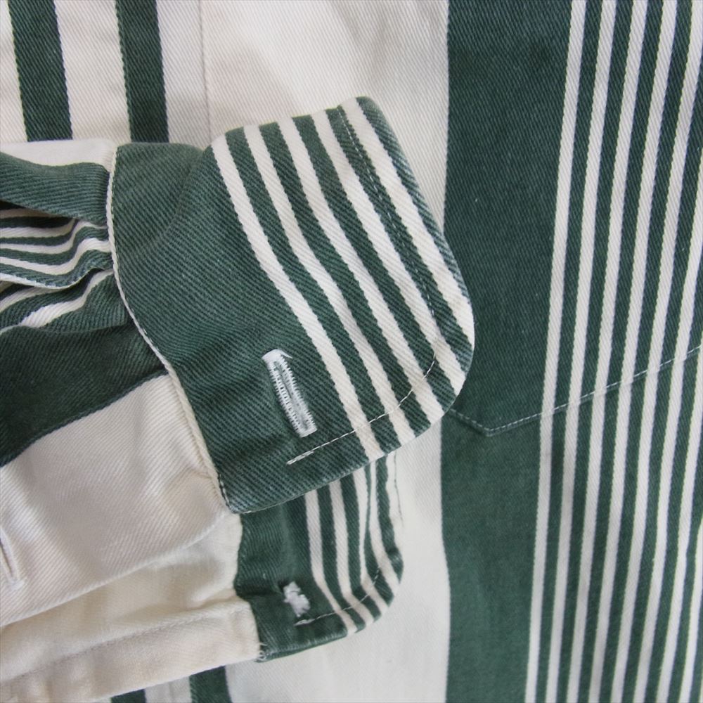 POLO RALPH LAUREN ポロ・ラルフローレン 90s ストライプ 長袖 ボタンダウン シャツ グリーン系 M【中古】