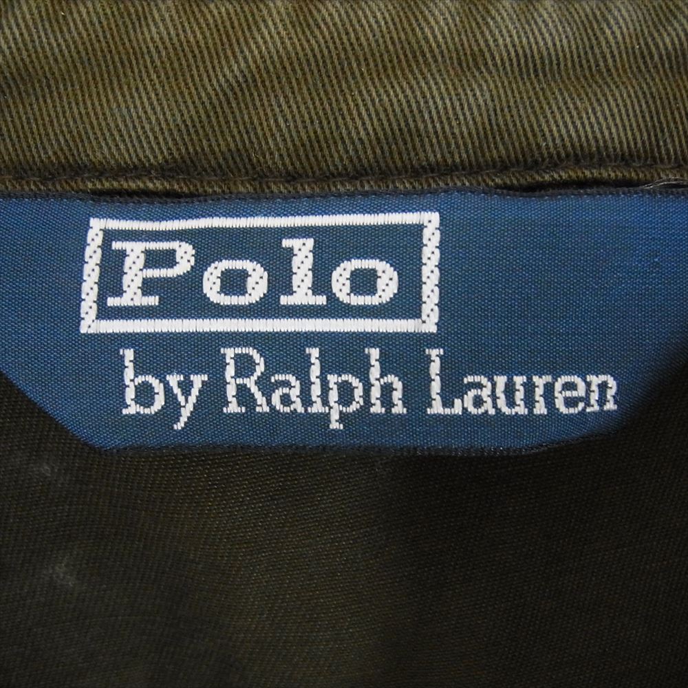 POLO RALPH LAUREN ポロ・ラルフローレン 90s チンストラップ コットン 裏地無 スイングトップ ジャケット カーキ系 XL【中古】