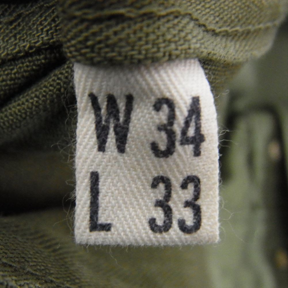 アメリカ軍 40s M‐43 HBT TROUSERS へリンボーン 13スターボタン トラウザー ミリタリー カーゴ パンツ カーキ系 34【中古】