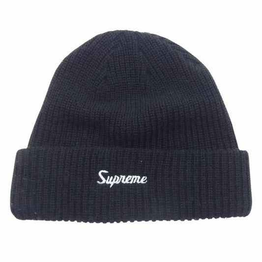 Supreme シュプリーム 22SS Loose Gauge Beanie ルーズゲージ スクリプトロゴ 刺繍 ビーニー ニットキャップ 帽子 ブラック系【中古】