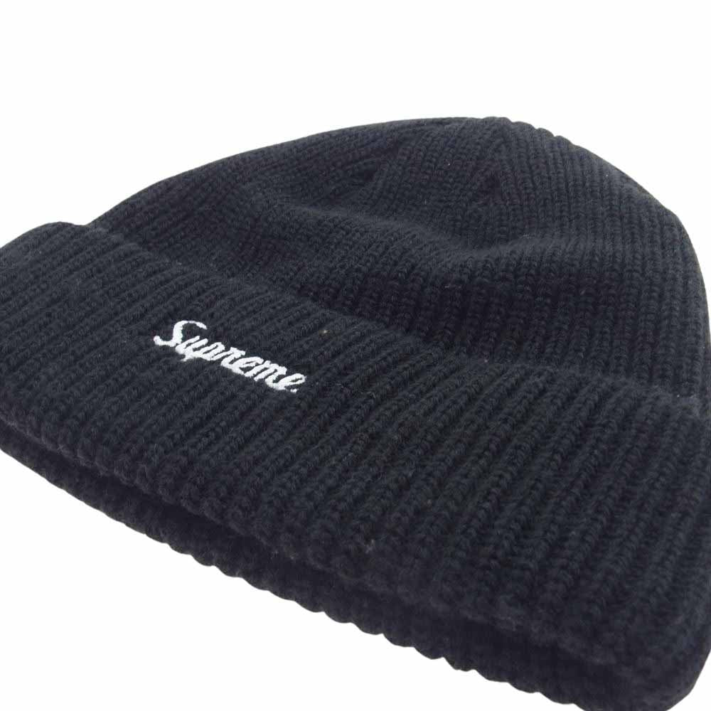 Supreme シュプリーム 22SS Loose Gauge Beanie ルーズゲージ スクリプトロゴ 刺繍 ビーニー ニットキャップ 帽子 ブラック系【中古】