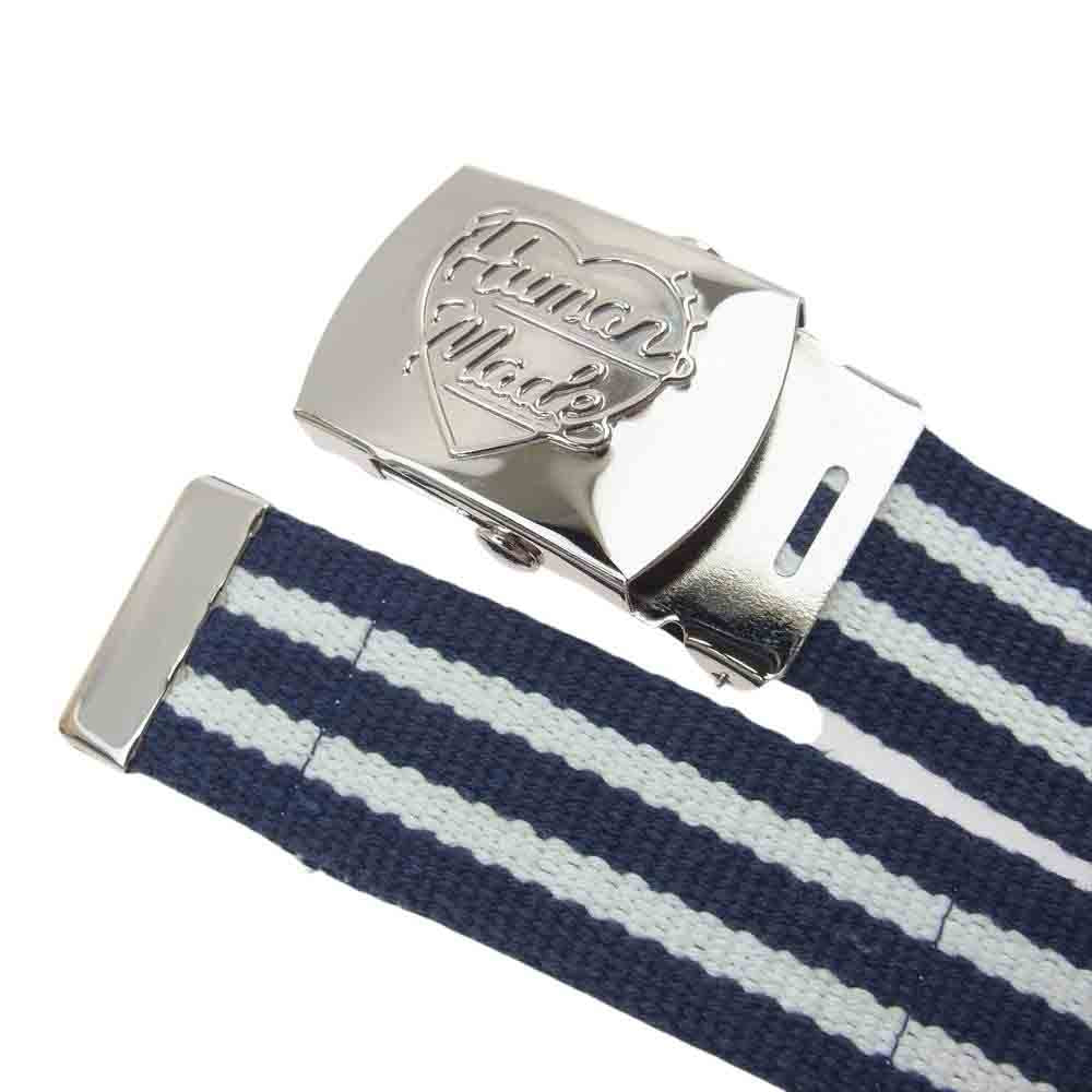 HUMAN MADE ヒューマンメイド Web Belt ハートウェブ ロゴ ベルト ネイビー系 ホワイト系【中古】