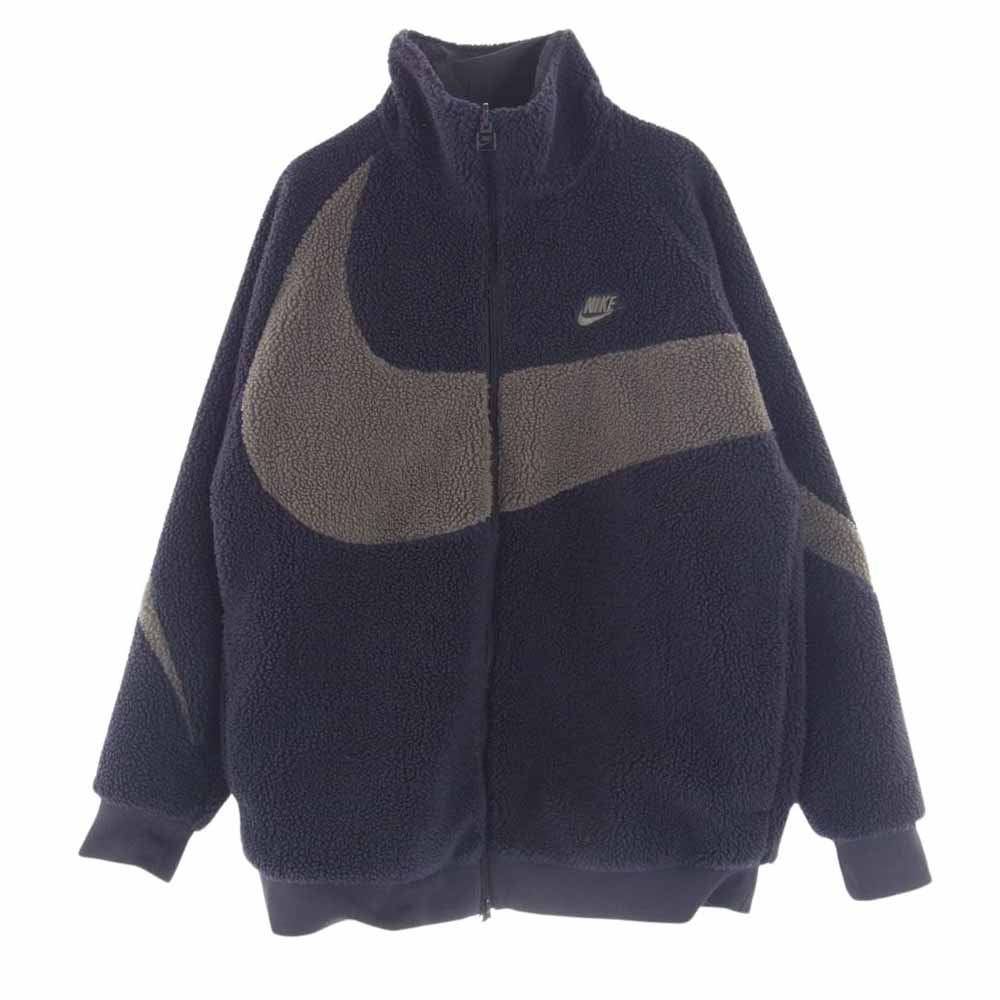 NIKE ナイキ BIG SWOOSH SHERPA JAKET ビッグ スウォッシュ シェルパ ボア リバーシブル ジャケット パープル系 ブラック系 L【中古】