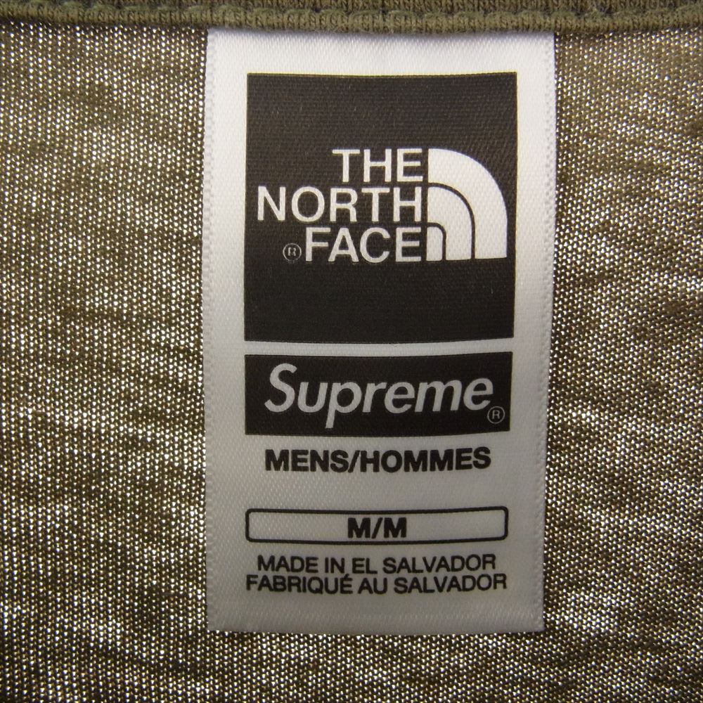 Supreme シュプリーム NT02309I × THE NORTH FACE ノースフェイス Printed Pocket Tee ロゴ プリント ポケット 半袖 Tシャツ カーキ系 M【中古】