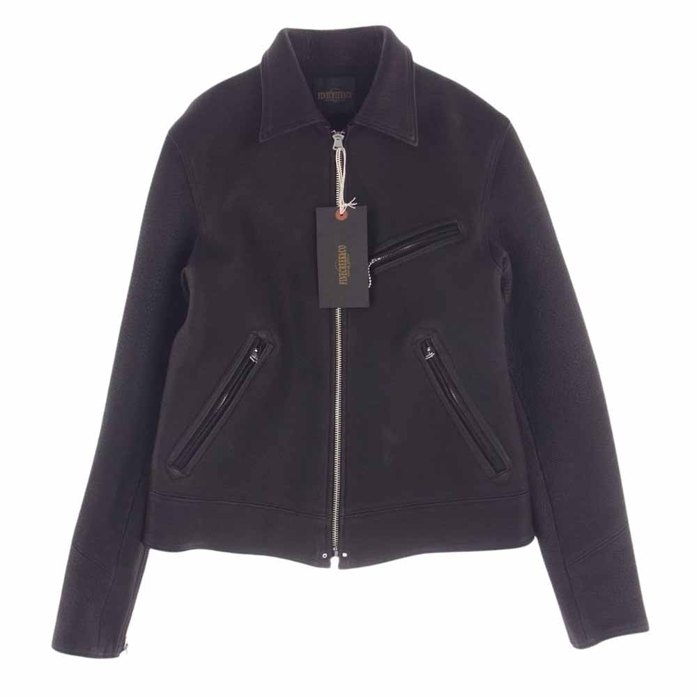 FINE CREEK LEATHERS ファインクリークレザー  ACJK050 Lindbergh Deer リンドバーグ ディア レザー ライダース ジャケット ブラック系 38【新古品】【未使用】【中古】