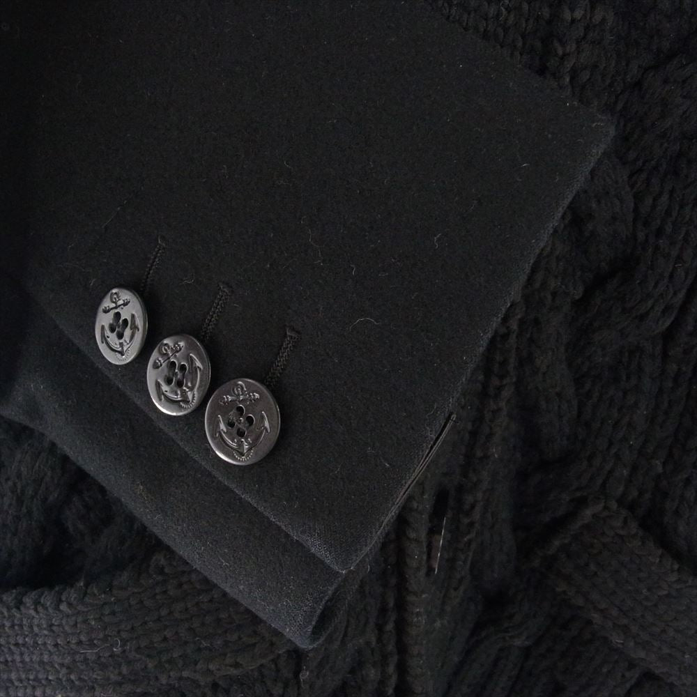 Sacai サカイ 23AW 23-06775 Wool Melton Knit Cardigan ウール メルトン ニット カーディガン ドッキング ジャケット ブラック系 1【中古】
