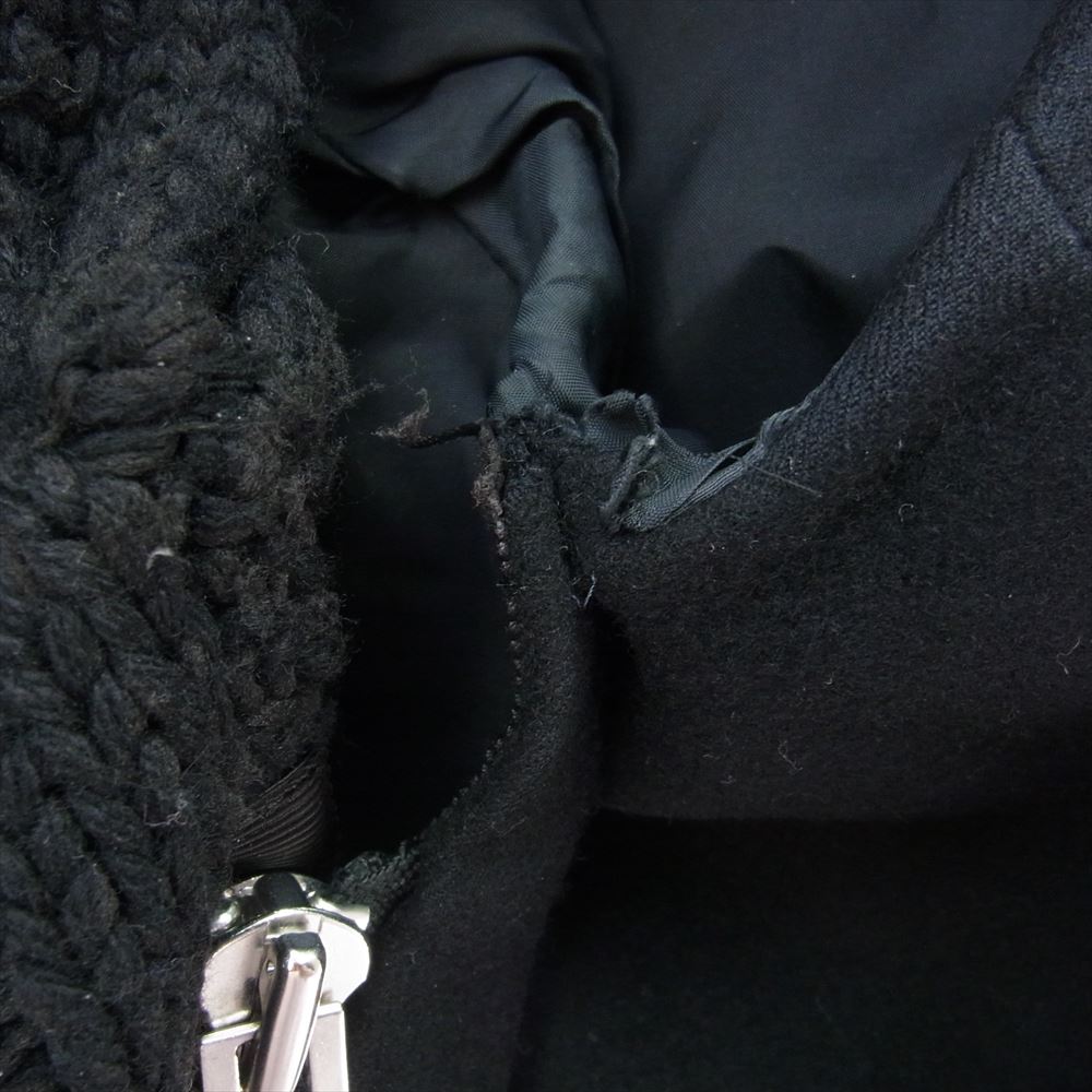 Sacai サカイ 23AW 23-06775 Wool Melton Knit Cardigan ウール メルトン ニット カーディガン ドッキング ジャケット ブラック系 1【中古】