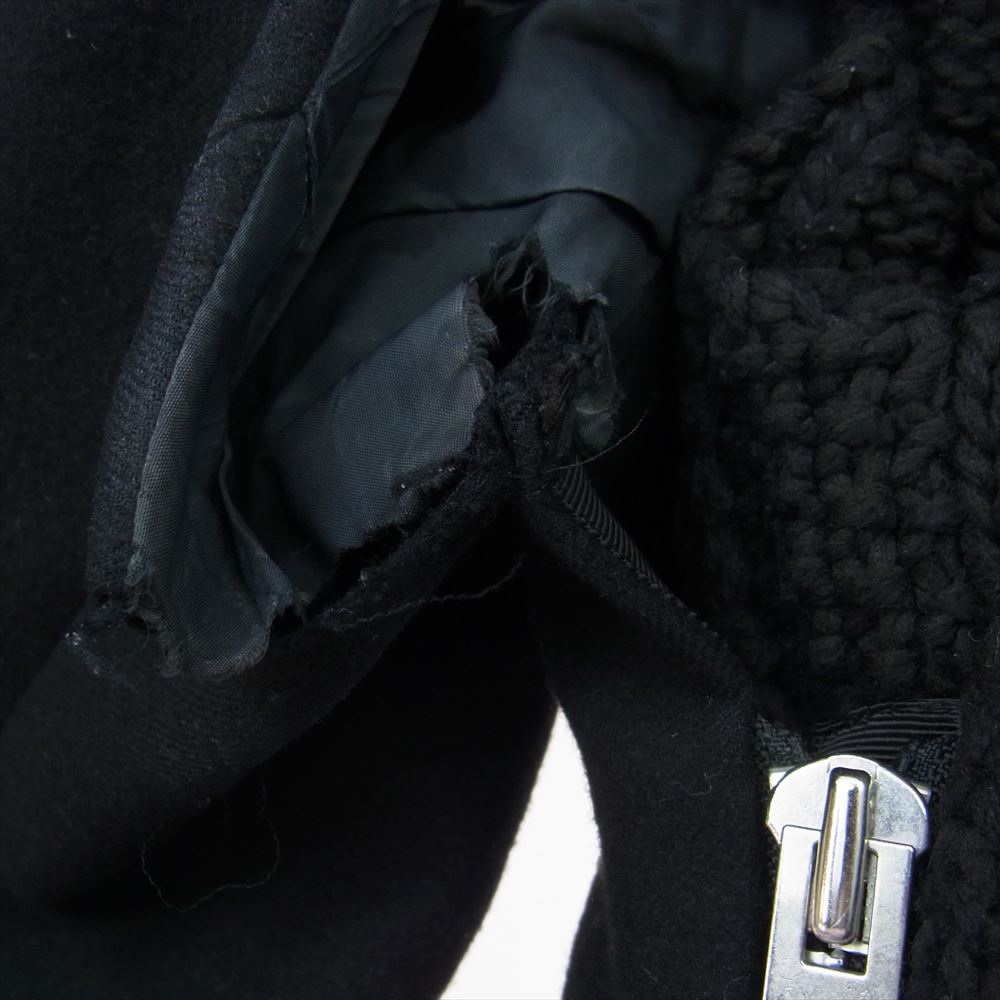 Sacai サカイ 23AW 23-06775 Wool Melton Knit Cardigan ウール メルトン ニット カーディガン ドッキング ジャケット ブラック系 1【中古】