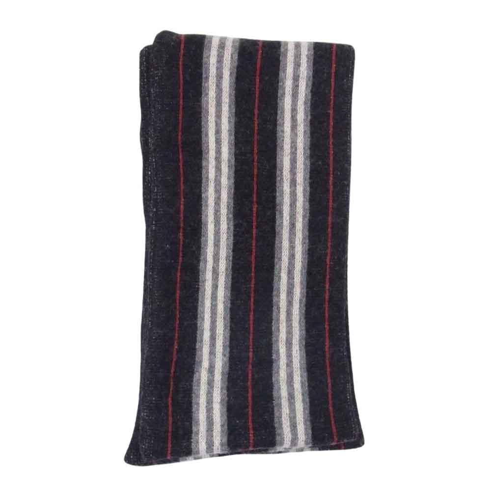 BURBERRY BLUE LABEL バーバリーブルーレーベル ストライプ ウール マフラー ブラック系【中古】
