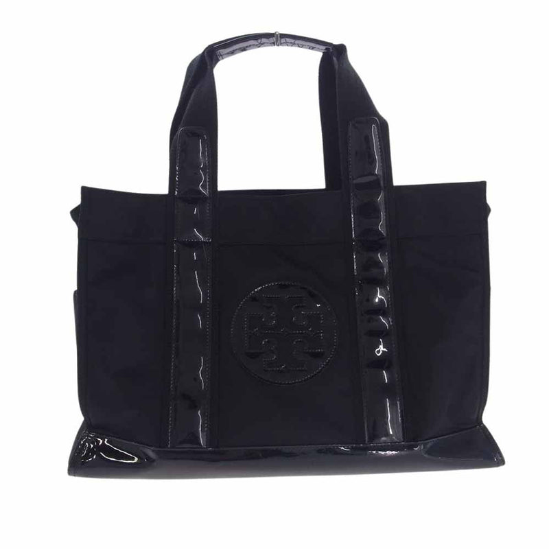 Tory Burch トリーバーチ ナイロン エナメル トートバッグ ブラック系【中古】