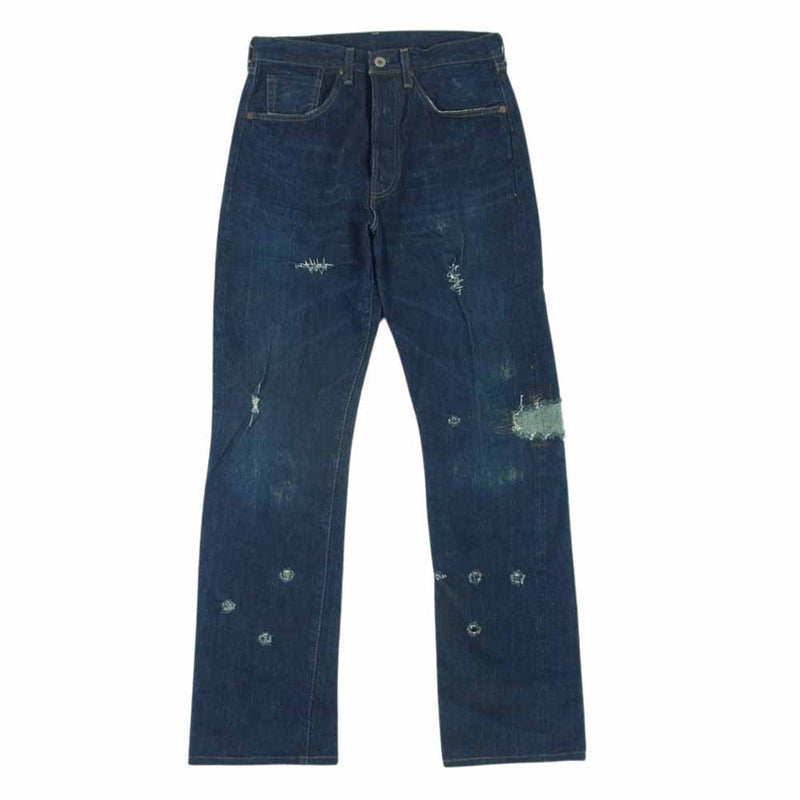 Levi's リーバイス Lot 44501 日本製 501XX J22刻印 大戦モデル復刻 ビッグE ダメージ リメイクリペア加工 デニム パンツ インディゴブルー系 W30 L36【中古】