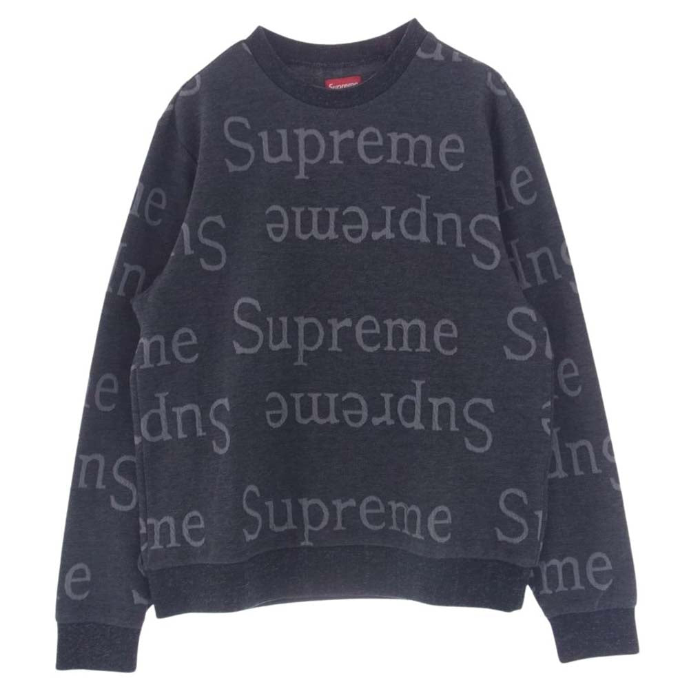 Supreme シュプリーム 18SS Jacquard Logo Crewneck ジャガード ロゴ クルーネック グレー系 S【中古】