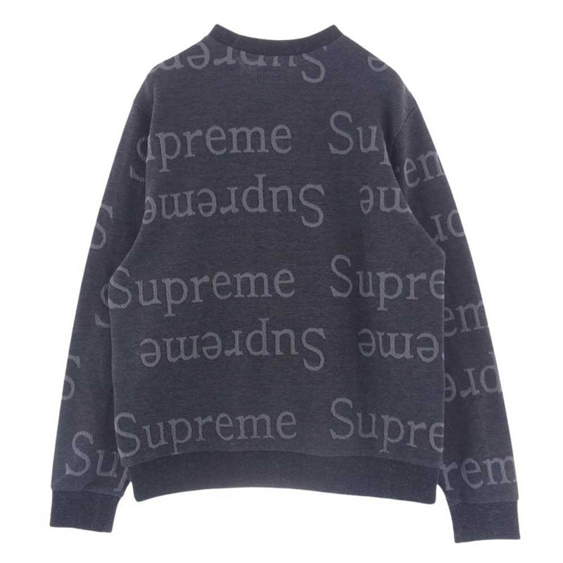 Supreme シュプリーム 18SS Jacquard Logo Crewneck ジャガード ロゴ クルーネック グレー系 S【中古】