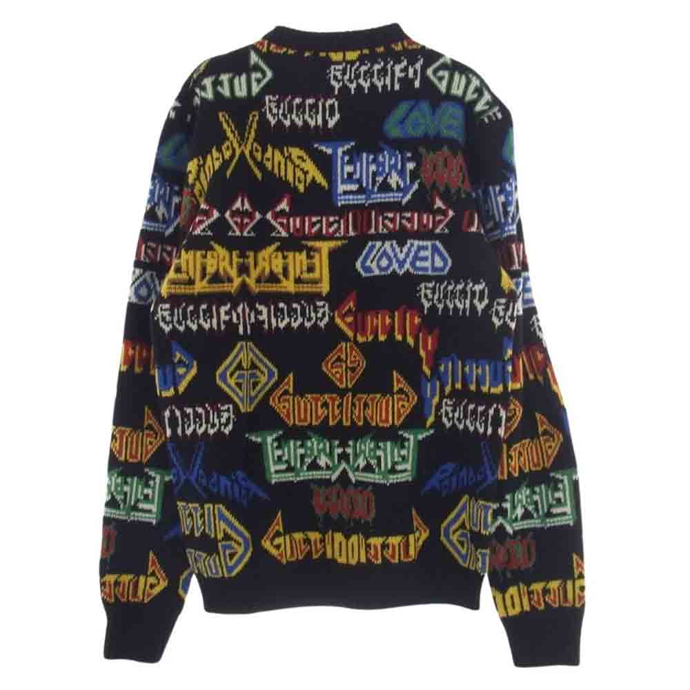 GUCCI グッチ 18AW Metal Mix Wool Sweater メタルロゴ ニット セーター ブラック系 マルチカラー系 XS【中古】