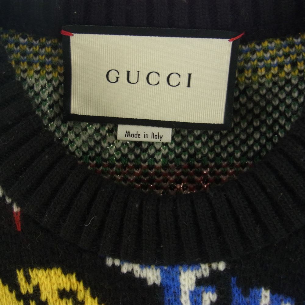 GUCCI グッチ 18AW Metal Mix Wool Sweater メタルロゴ ニット セーター ブラック系 マルチカラー系 XS【中古】