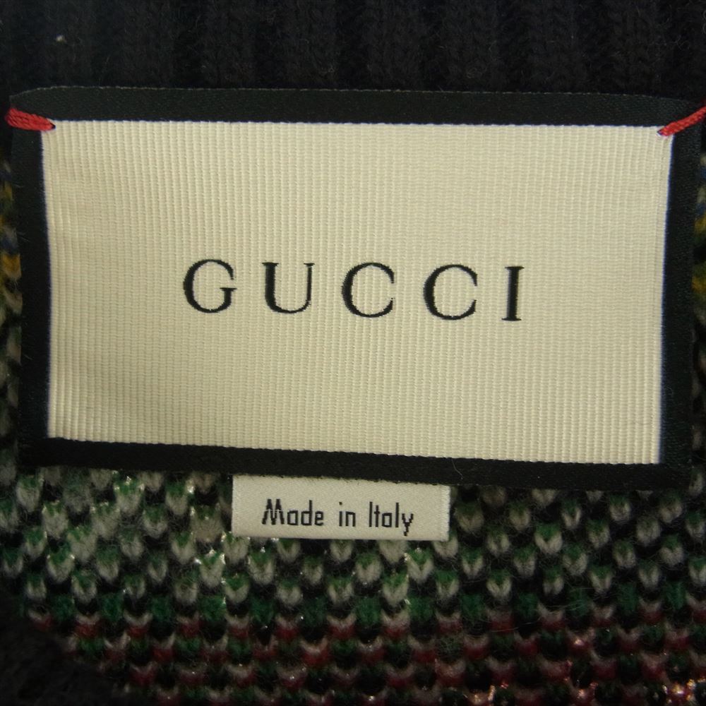 GUCCI グッチ 18AW Metal Mix Wool Sweater メタルロゴ ニット セーター ブラック系 マルチカラー系 XS【中古】
