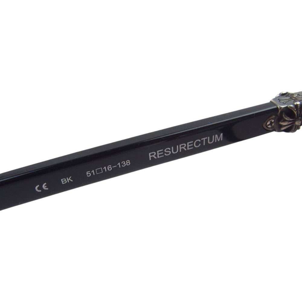 CHROME HEARTS クロムハーツ（原本無） RESURECTUM BK サイドCH ウェリントン メガネ ブラック系 51□16-138【中古】