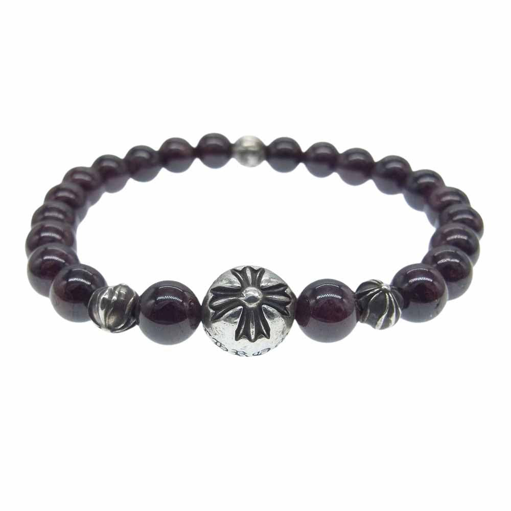 CHROME HEARTS クロムハーツ（原本無） BEAD クロスボール ビーズ ブレスレット 6mm ブラウン系 シルバー系【中古】