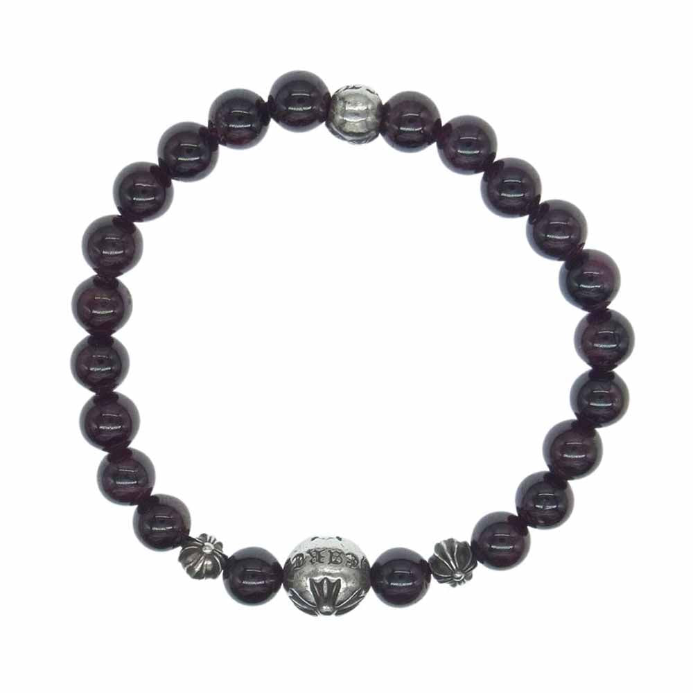 CHROME HEARTS クロムハーツ（原本無） BEAD クロスボール ビーズ ブレスレット 6mm ブラウン系 シルバー系【中古】