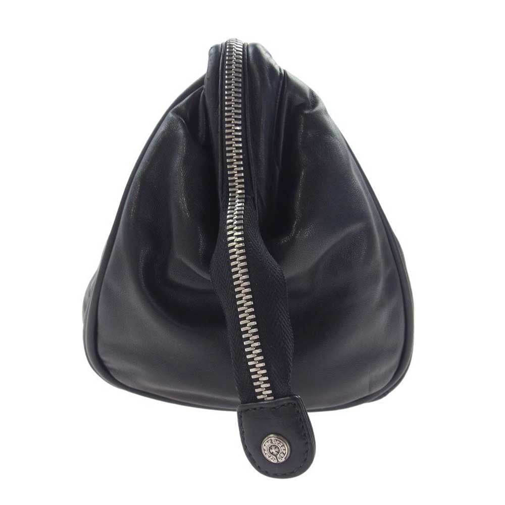 CHROME HEARTS クロムハーツ（原本無） COSMETIC POUCH クロスパッチ レザー コスメティック ポーチ ブラック系【中古】
