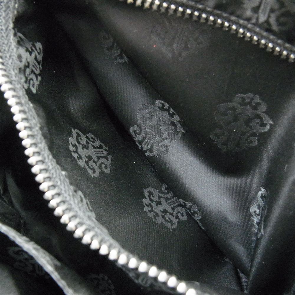 CHROME HEARTS クロムハーツ（原本無） COSMETIC POUCH クロスパッチ レザー コスメティック ポーチ ブラック系【中古】