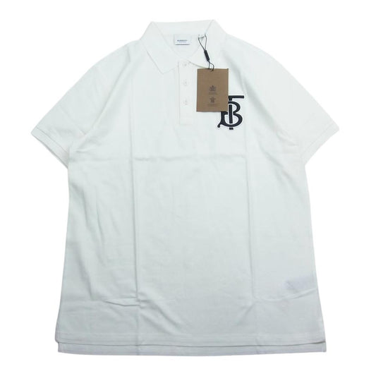 BURBERRY バーバリー 8016287 LONDON ロンドン ロゴ ポロ シャツ 半袖 ホワイト ホワイト系 M【新古品】【未使用】【中古】