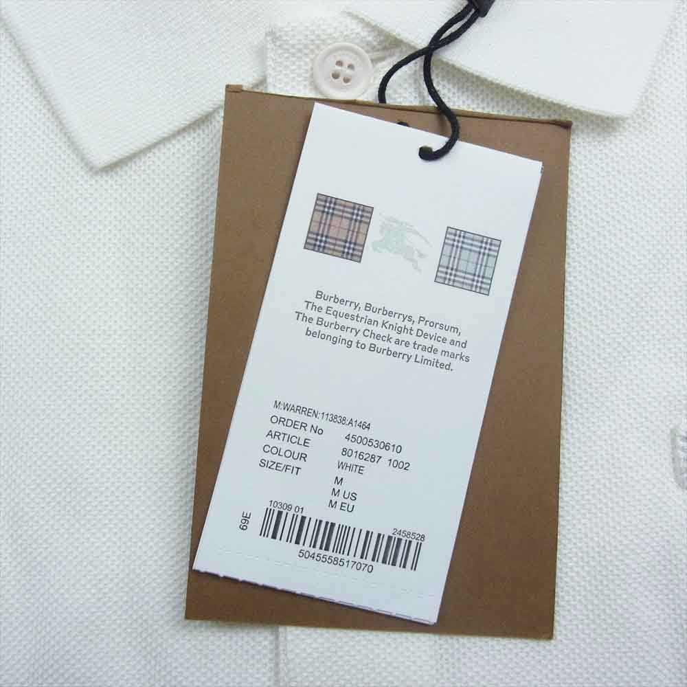 BURBERRY バーバリー 8016287 LONDON ロンドン ロゴ ポロ シャツ 半袖 ホワイト ホワイト系 M【新古品】【未使用】【中古】