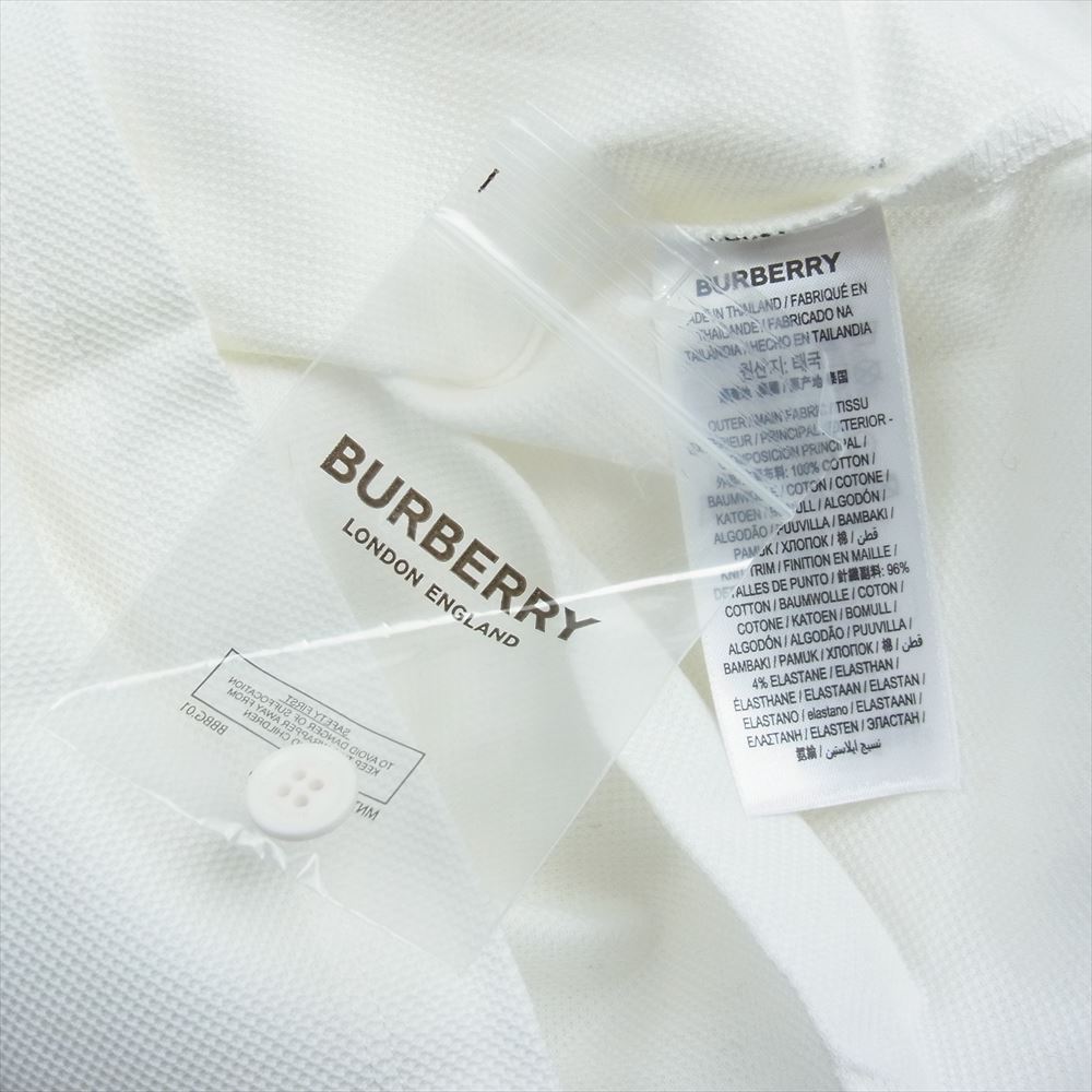 BURBERRY バーバリー 8016287 LONDON ロンドン ロゴ ポロ シャツ 半袖 ホワイト ホワイト系 M【新古品】【未使用】【中古】