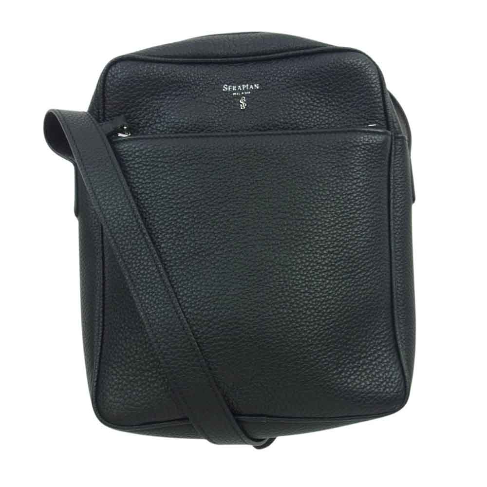 セラピアン CACHEMIRE NORTH SOUTH シボレザー メッセンジャーバッグ ブラック系【中古】