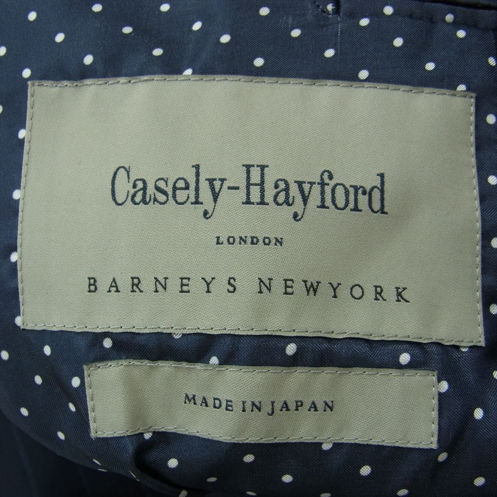 BARNEYS NEW YORK BNY-3A Casely-Hayford ケイスリーヘイフォード ストライプ セットアップ ピークドラペル ダブルブレスト テーラードジャケット スラックスパンツ ダークネイビー系 34【中古】