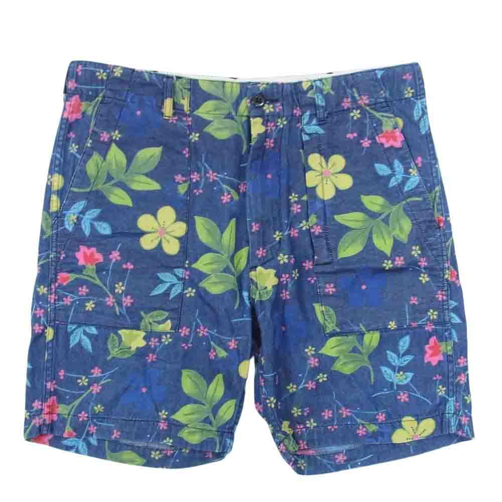 Engineered Garments エンジニアードガーメンツ アロハ 花柄 ダンガリー ショーツ ハーフパンツ ブルー系 M【中古】