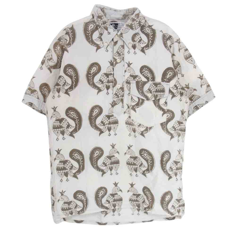 Engineered Garments エンジニアードガーメンツ ペイズリー 鳥 尻尾 総柄 半袖 ボタンダウン プルオーバー シャツ ブラウン系 S【中古】