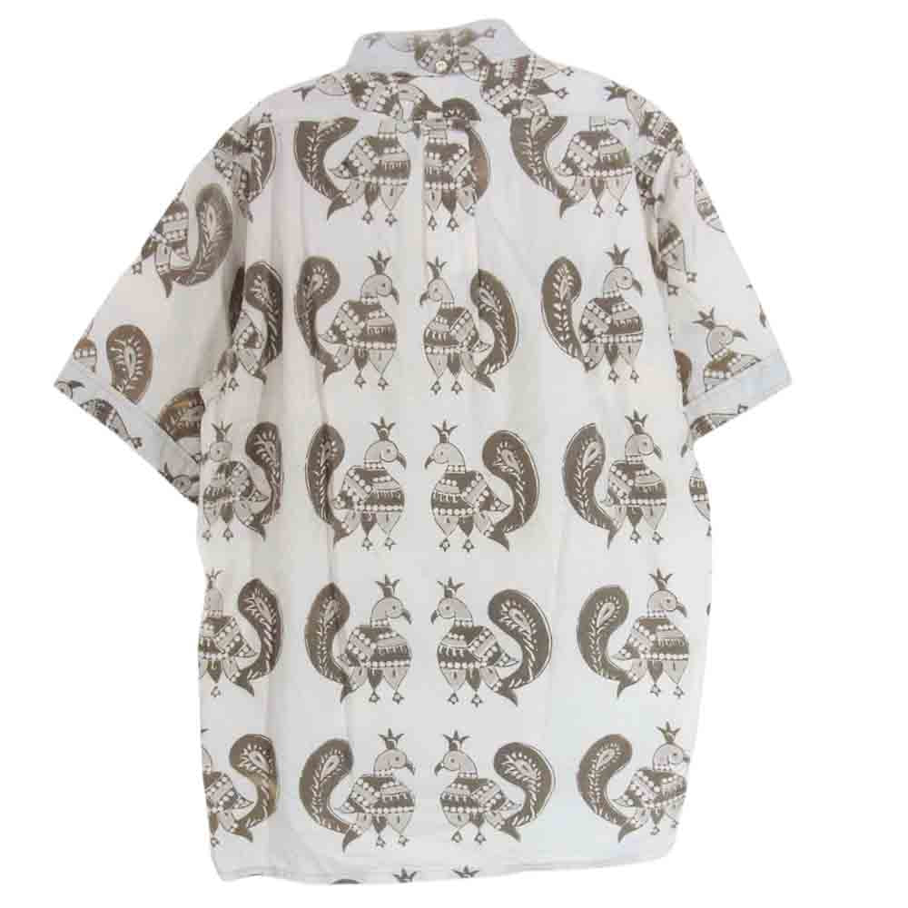 Engineered Garments エンジニアードガーメンツ ペイズリー 鳥 尻尾 総柄 半袖 ボタンダウン プルオーバー シャツ ブラウン系 S【中古】